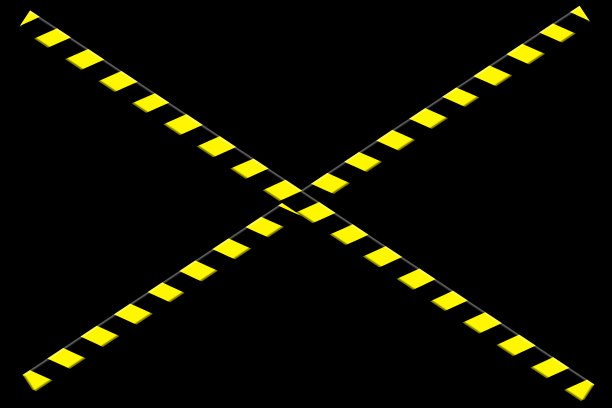 插图交叉的黄黑线屏障胶带上的黑色隔离背景。护栏贴危险不安全区域警戒线，请勿进入。概念没有入口，就没有人。复制文本空间图片下载
