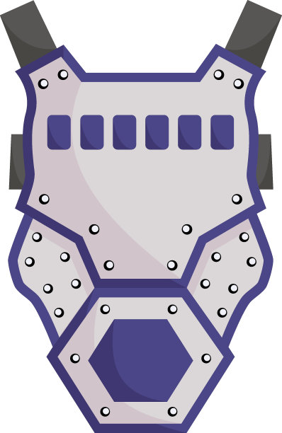 胸部保护垫矢量平面图标设计，射击运动符号，极限运动标志，双向飞碟射击和陷阱射击股票插图，彩弹垫概念图片下载