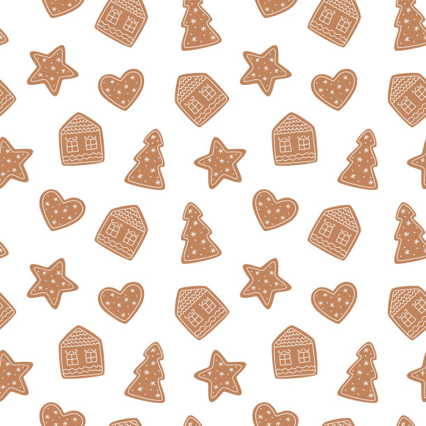 节日无缝图案与不同的姜饼图片下载