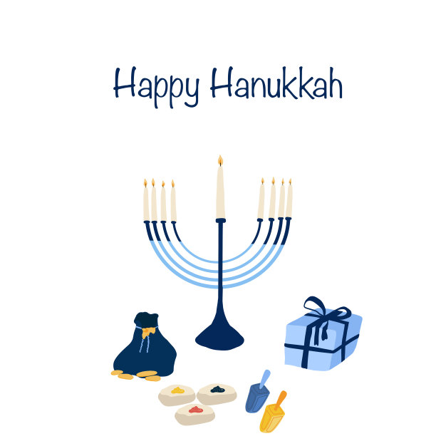 光明节贺卡蓝色快乐图片下载