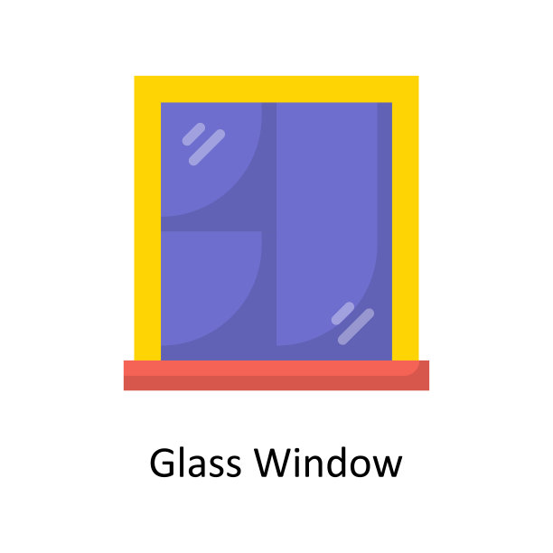 玻璃窗口矢量平面图标设计插图。清洁标志在白色背景EPS 10文件图片下载