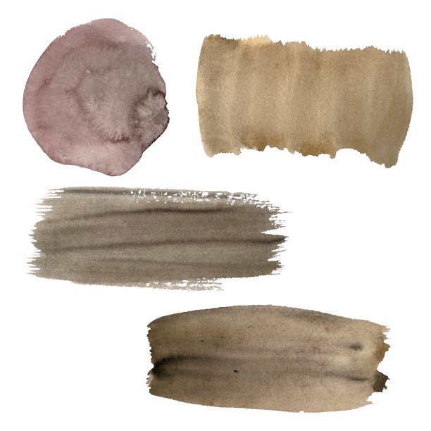 灰粉色笔画设置水彩插图图片下载