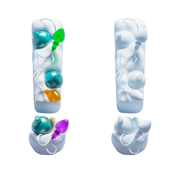 雪字体。彩灯花环和圣诞玩具。感叹的象征图片下载