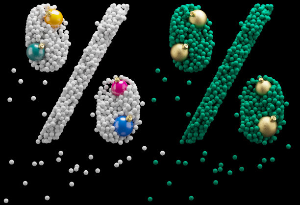 圣诞玩具字体。雪球,泡沫。百分比符号图片下载