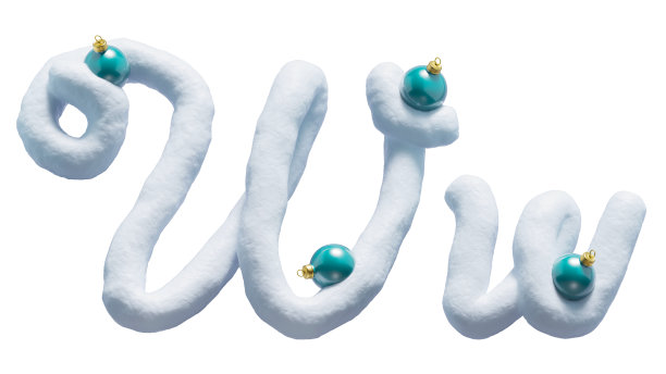 手写的雪字母。圣诞玩具。字母W图片下载