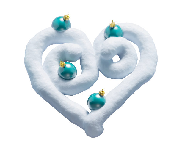 手写的雪字母。圣诞玩具。心的象征图片下载