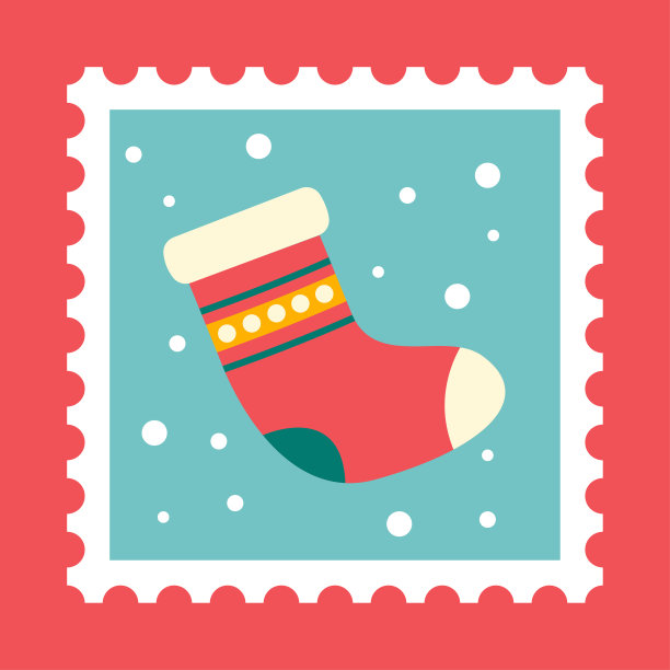 圣诞主题邮票矢量插图设计图片下载