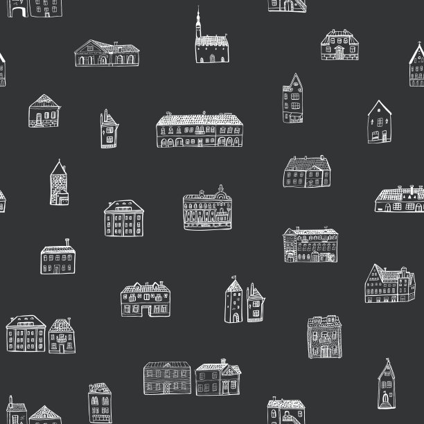 欧式房屋建筑矢量无缝模式。图片下载