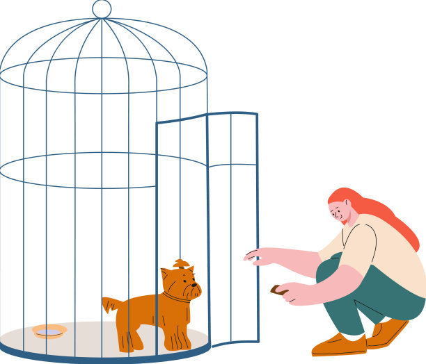 女孩收养无家可归的小狗，女人打开笼子图片下载