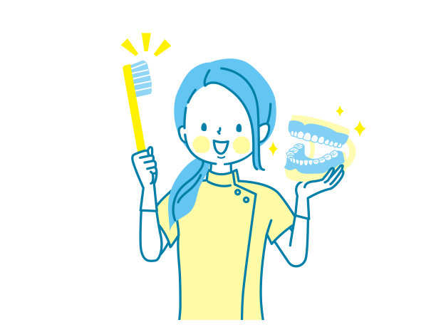 牙科助理教学刷牙矢量插图图片下载