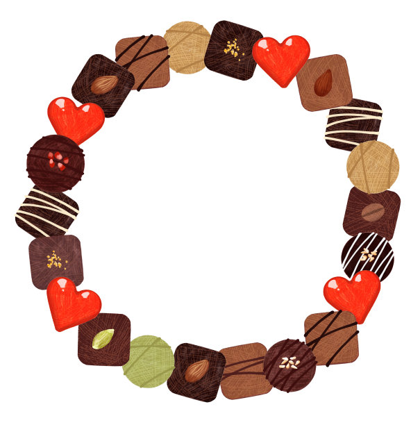 情人节礼物。各种各样的巧克力。图片下载