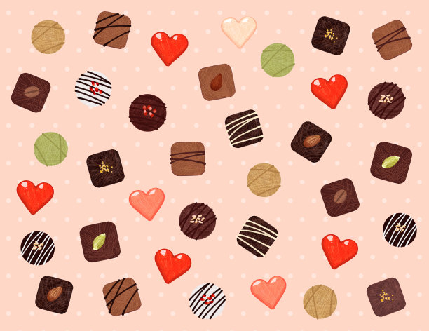情人节礼物。各种各样的巧克力。图片下载