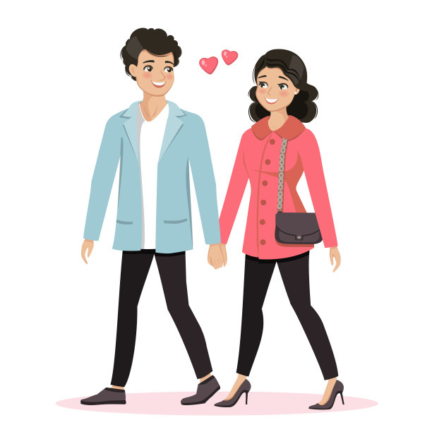 情人节。相爱的小情侣一起散步图片下载