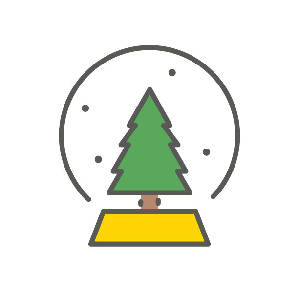 有树和雪的圣诞玩具。矢量平面图标上的白色孤立的背景图片下载