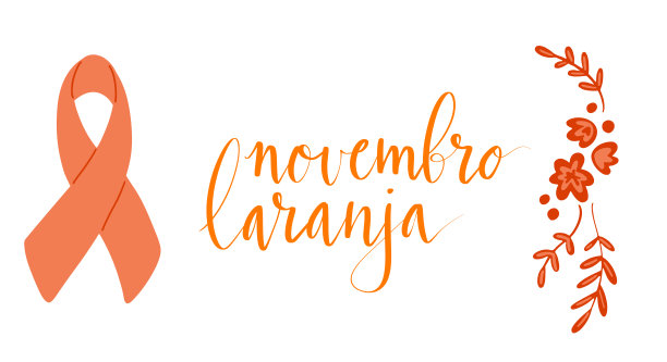 Novembro Laranja翻译自葡萄牙语11月橙，巴西耳鸣意识运动。手写体书法和意识色带矢量图片下载