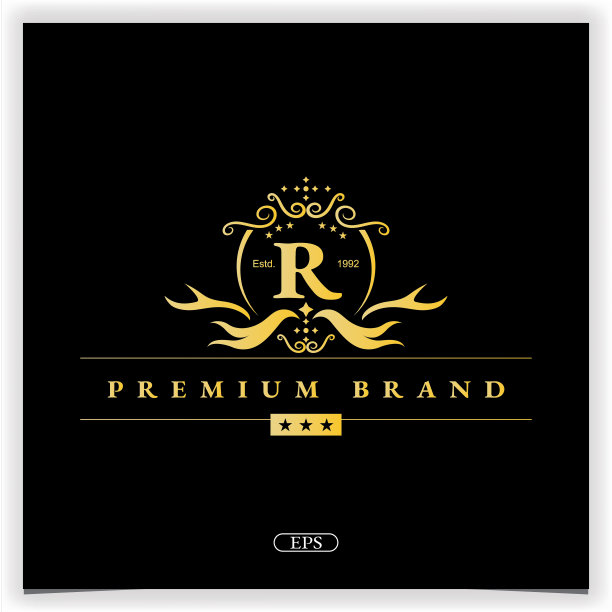 字母金色标志高级优雅模板矢量eps 10。图片下载