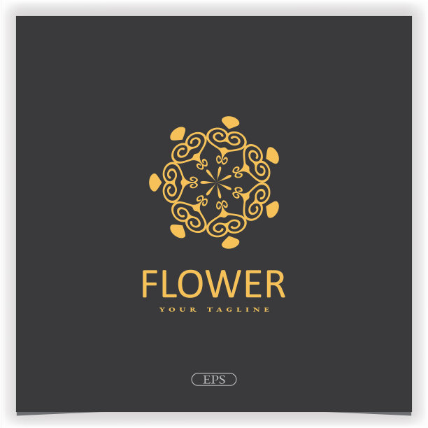 豪华金曼荼罗花标志企业设计高级优雅的模板矢量eps 10图片下载
