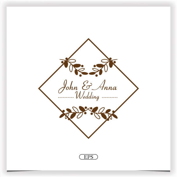 广场花婚礼邀请标志高级优雅模板矢量eps 10图片下载