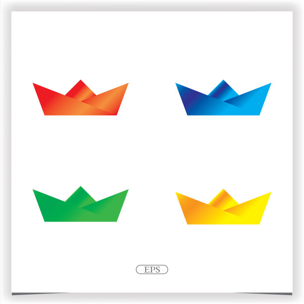 纸船，船折纸标志设计标志高级优雅的模板矢量eps 10图片下载