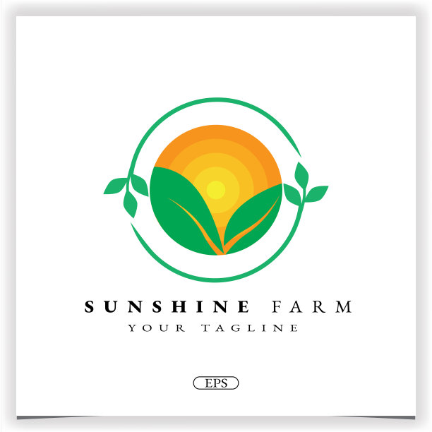 农场标志模板设计。太阳创意矢量。阳光自然标志高级矢量标志高级优雅模板矢量eps 10图片下载