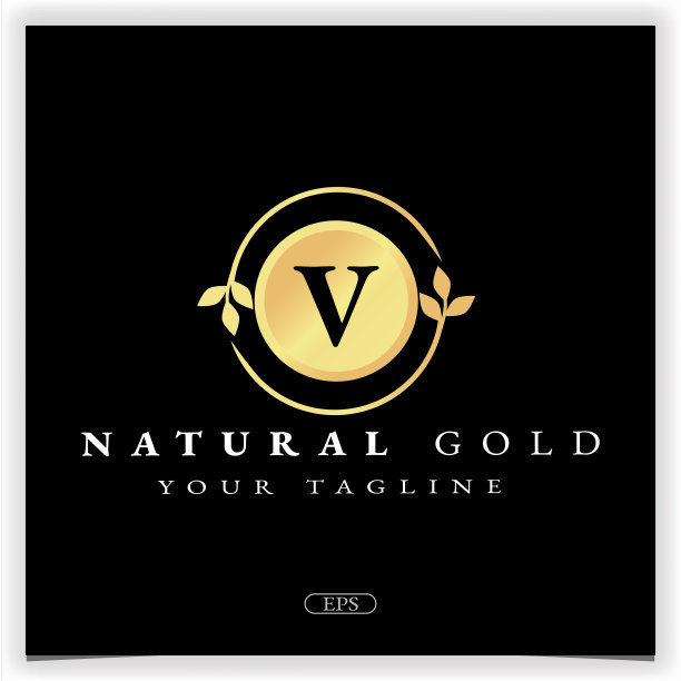 自然金色字母v标志高级优雅模板矢量eps 10图片下载