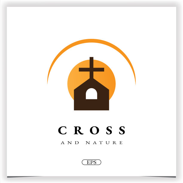 自然教堂基督教的房子标志设计高级优雅的模板矢量eps 10图片下载