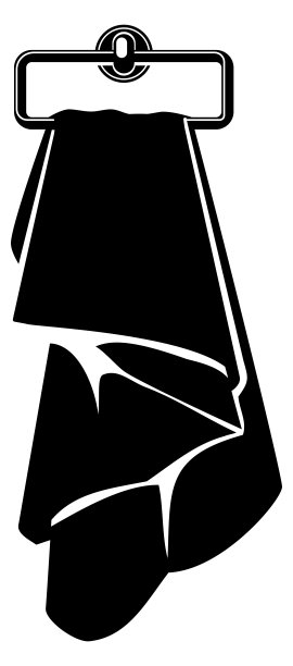 黑色手布衣架图标。毛巾轮廓符号孤立在白色上图片下载