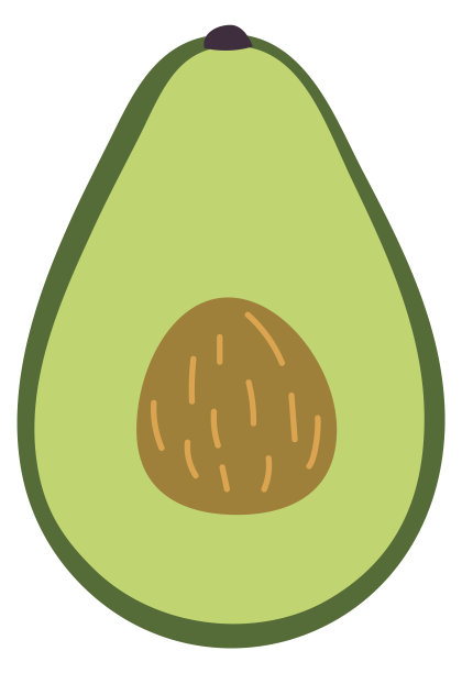 牛油果半切图标。绿色健康水果涂鸦图片下载