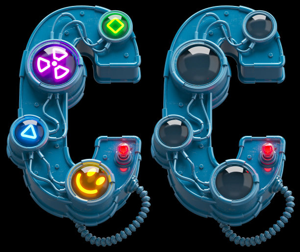 未来核光字体。关闭和打开。字母C图片下载