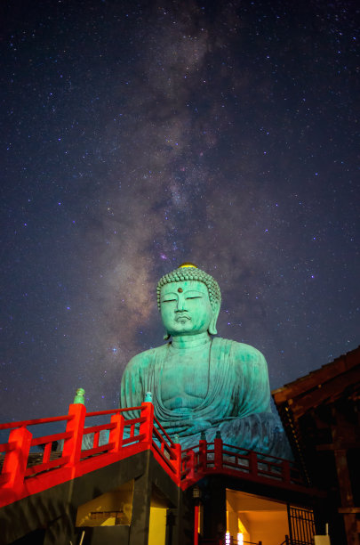 天上的大佛和银河。图片下载