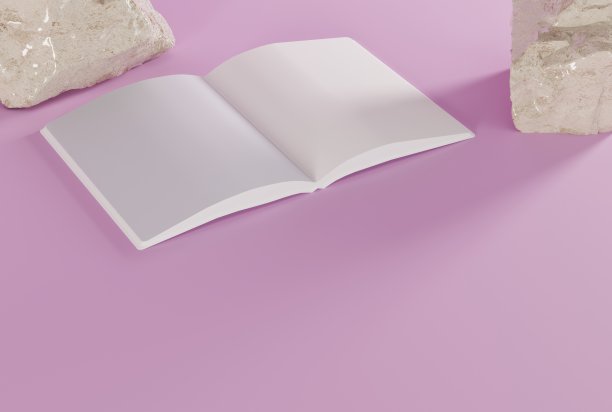 打开空白页的杂志。图片下载