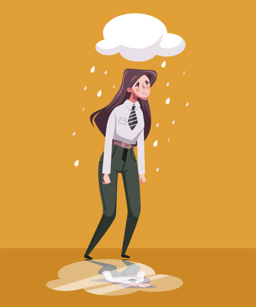 悲伤的人们、商人、上班族站在雨下抽象设计元素概念插画图片下载