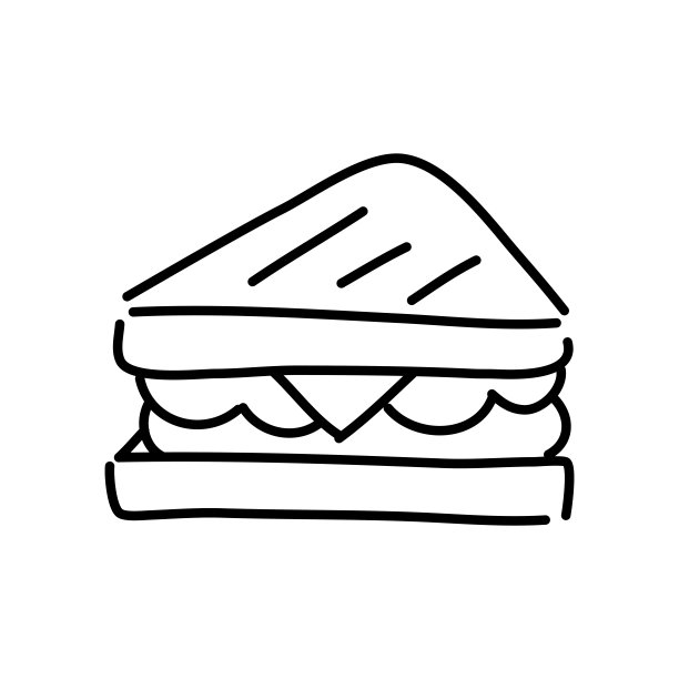 三明治涂鸦图标。手绘黑色草图。矢量插图。图片下载