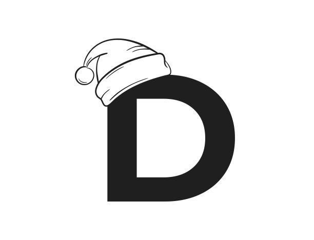 字母和圣诞老人的帽子。圣诞和新年设计的创意元素。孤立矢量图像图片下载