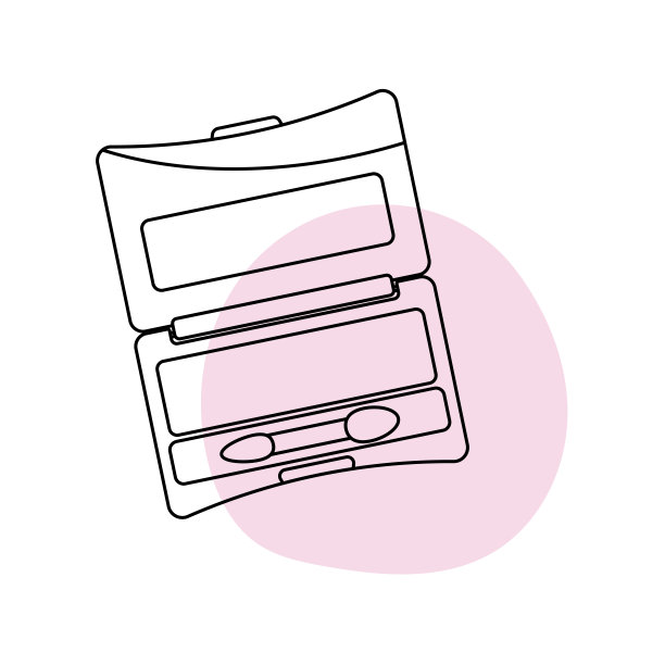 一盒眼影的风格与彩色斑点的线艺术图片下载