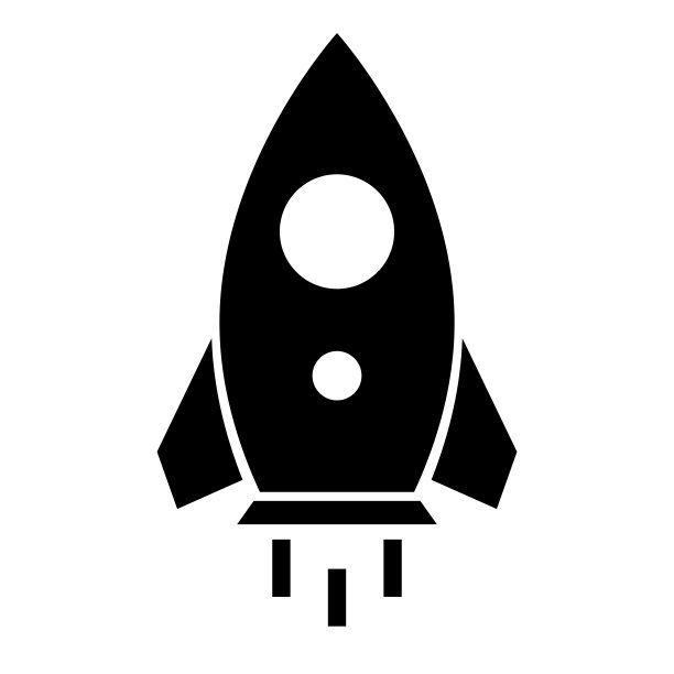 火箭启动剪影图标。向量。图片下载
