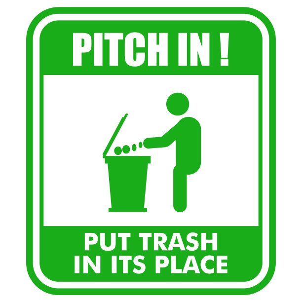 投入，把垃圾放在它的地方，贴纸标签矢量图片下载