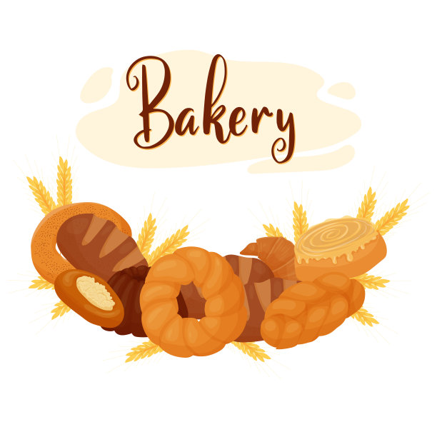 横幅。奶油糕点。糖果。早餐吃小面包。面包。面包店。白色背景上的矢量插图。图片下载