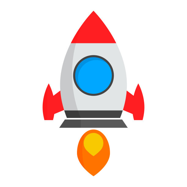 现代发射火箭的标志。太空旅行。向量。图片下载