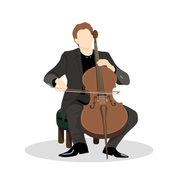 矢量插图的一个男性大提琴演奏家演奏大提琴图片下载