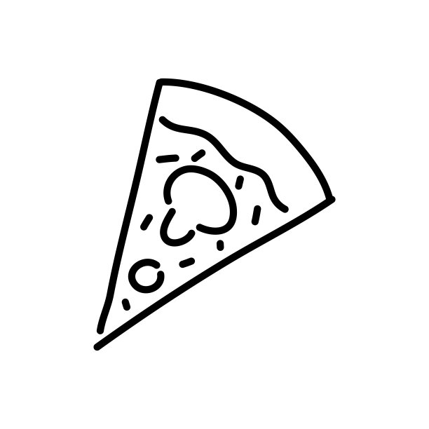 一块披萨涂鸦图标。手绘黑色草图。矢量插图。图片下载