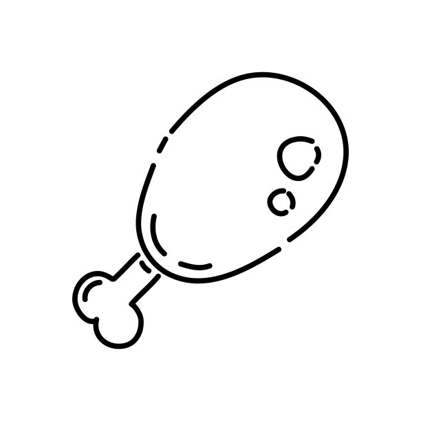 鸡腿涂鸦图标。手绘黑色草图。矢量插图。图片下载