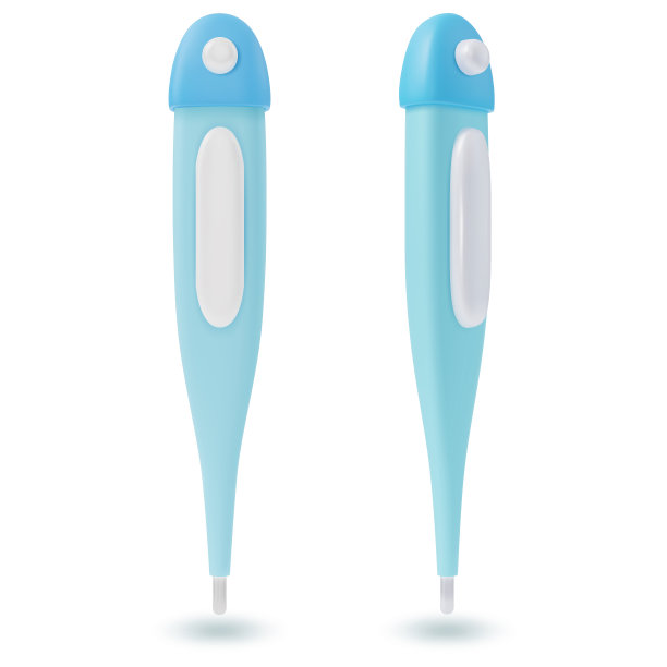 3d医疗温度计套橡皮泥卡通风格。向量图片下载