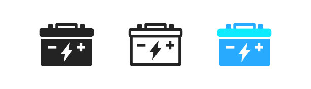 白色背景上的汽车电池图标。汽车蓄电池。充电的象征。电动汽车电池标志。汽车电源。简单的平面设计。图片下载
