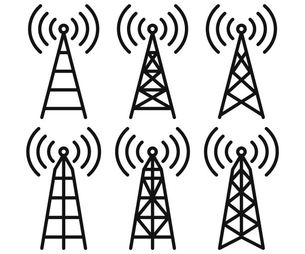 天线图标设置。无线电塔图标。矢量插图。图片下载