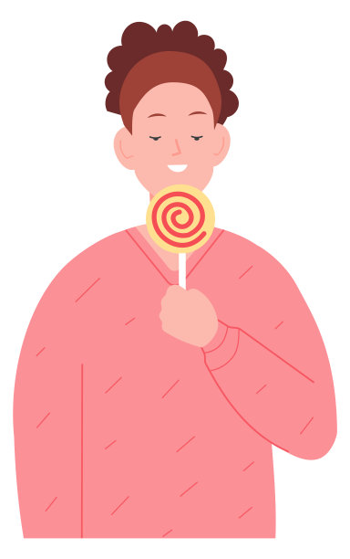 年轻女子带着甜美的螺旋棒棒糖。美味的甜点图片下载