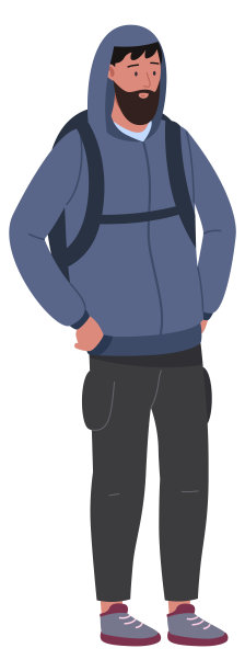 难民的人。背着背包，留着胡子的悲伤青年图片下载