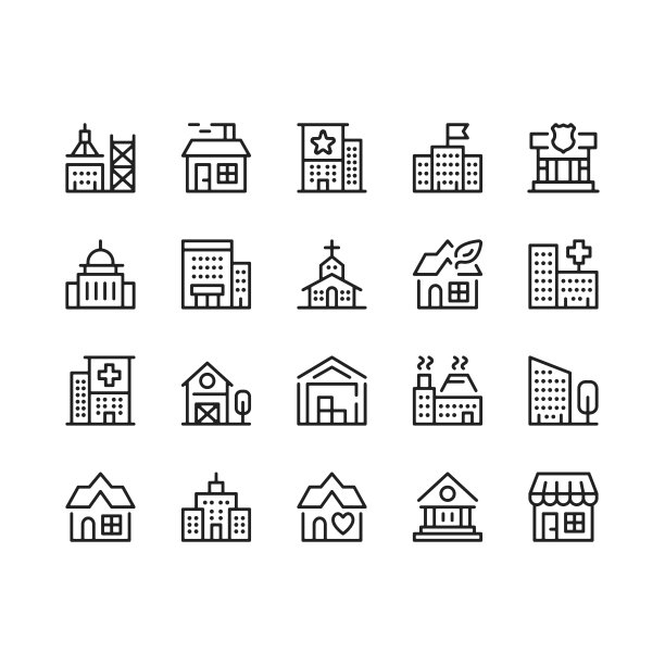 建立线图标。大纲符号。矢量线图标集图片下载