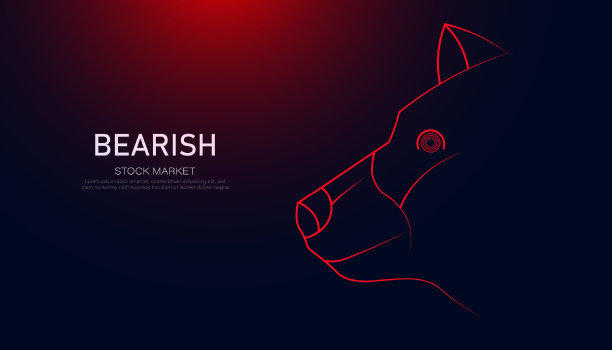 摘要，股市下跌趋势，概念，看跌发散，多边形红和图，股票下跌，股票下跌，熊市。图片下载