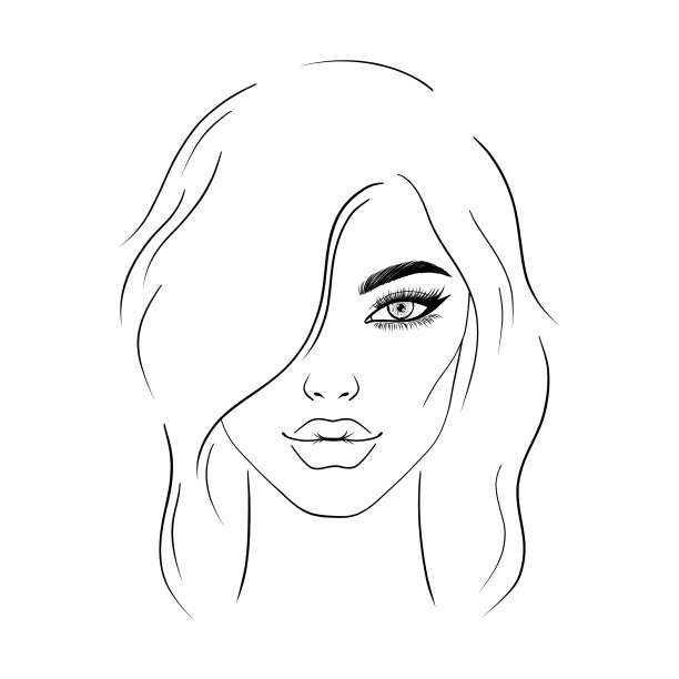 年轻女子素描图片下载